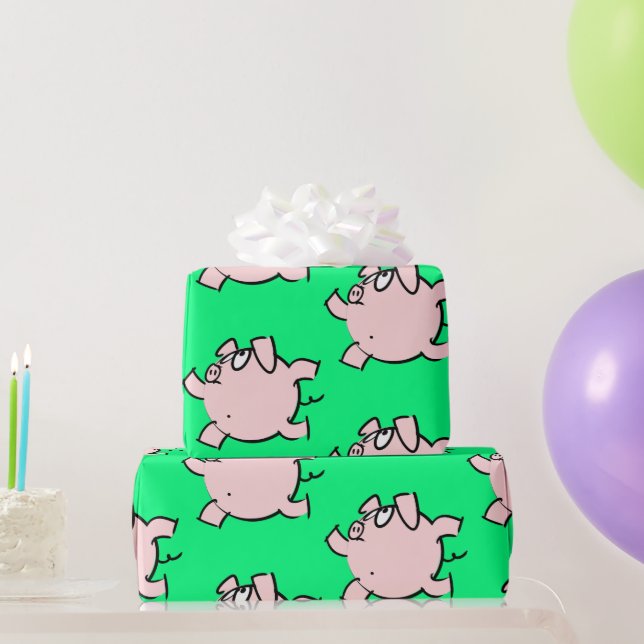 Papel De Presente Funny 6 Cartoon Illustration Pig Escolher Oferta d (Presentes para festas)
