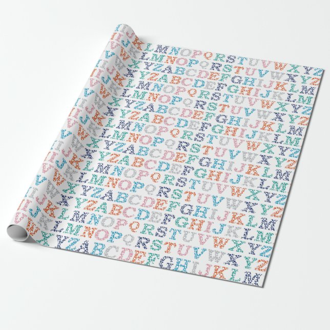 Papel De Presente Funny Bubble Rainbow Alpbabet (Desenrolado)