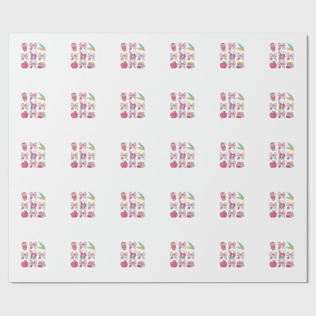 Papel De Presente Funny Bunny Coquette Bow Rabbit Teacher Easter Ret (Aberto)