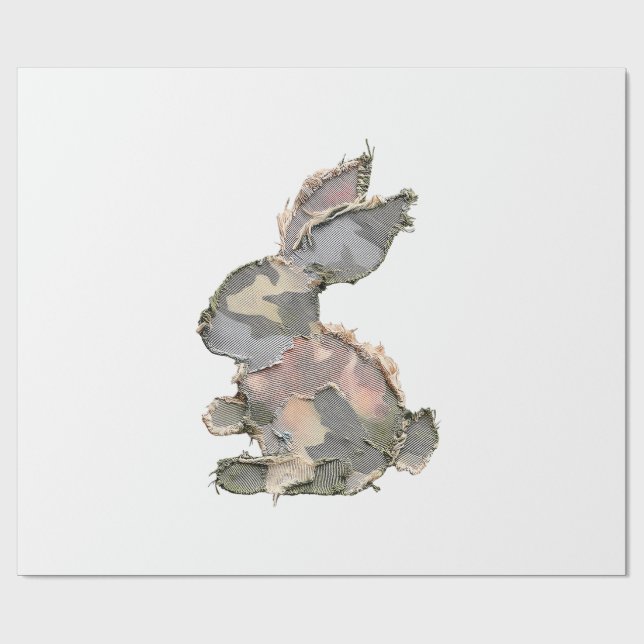 Papel De Presente Funny Bunny Crochet Patchwork Camo Rabbit Happy Ea (Aberto)