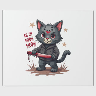 Papel De Presente Funny Cat Horror Movies Cute Halloween for Cat Kit