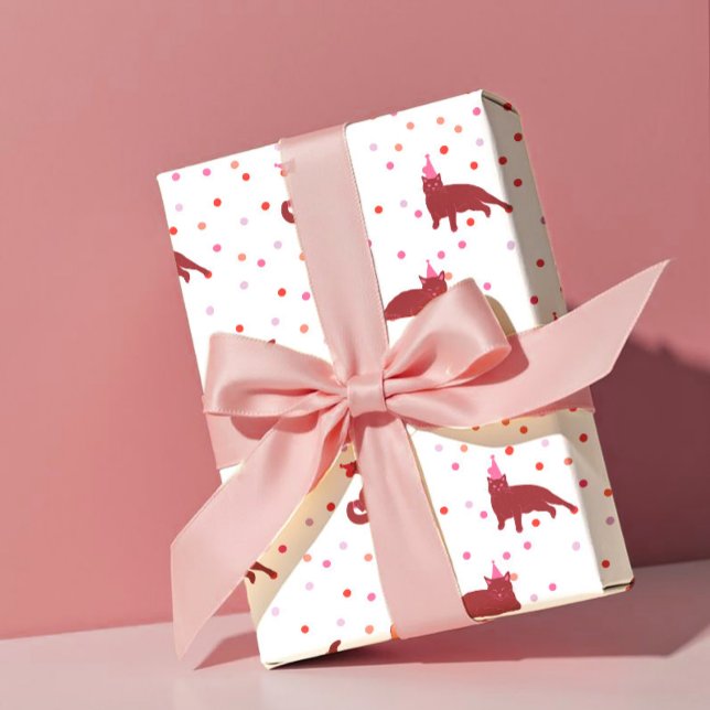 Papel De Presente Funny Cats cute Purrfect Birthday Party (Criador carregado)
