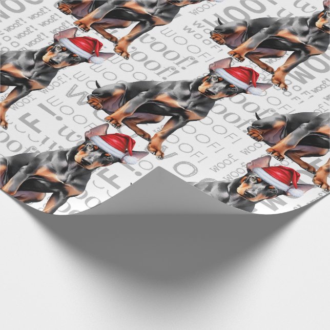Papel De Presente Funny Dog Lover Doberman Pinscher in a Santa Hat (Ponta)