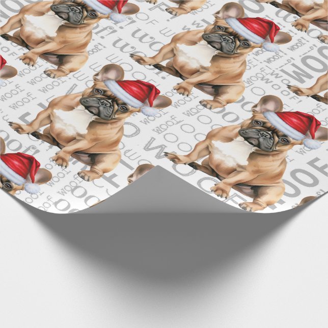 Papel De Presente Funny Dog Lover French Bulldog in a Santa Hat (Ponta)