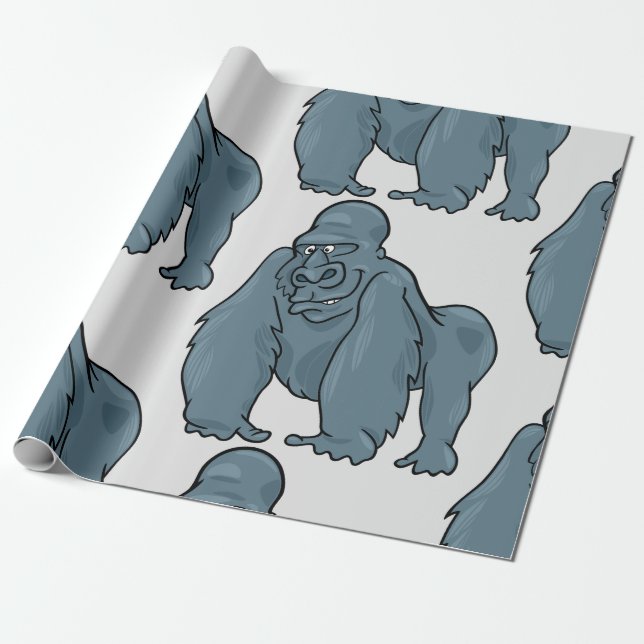 Papel De Presente Funny Gorilla Legal Blue Ape Design (Desenrolado)