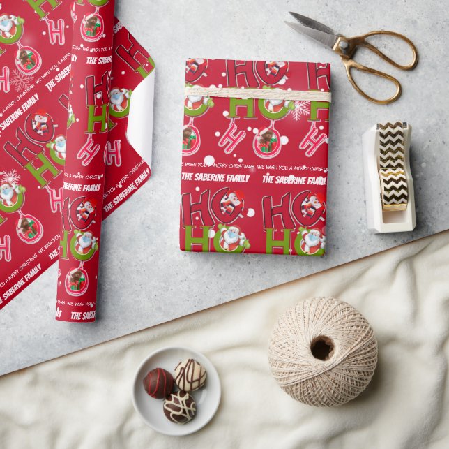 Papel De Presente Funny HO HO HO Retro Christmas Festive Holidays  (Artesanato)