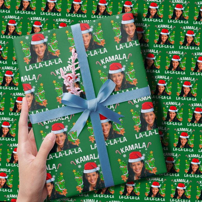 Papel De Presente Funny Kamala Harris 2024 Natal Verde (Criador carregado)