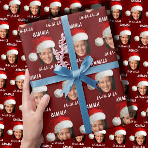 Papel De Presente Funny Kamala Harris Face Papai Noel Natal