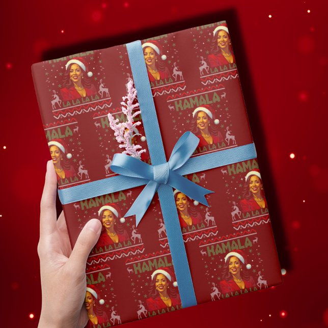 Papel De Presente Funny Kamala Harris Santa Hat 2024 Natal (Criador carregado)