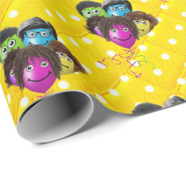 Papel De Presente Funny Pessoas Balloon Group On Bolinhas