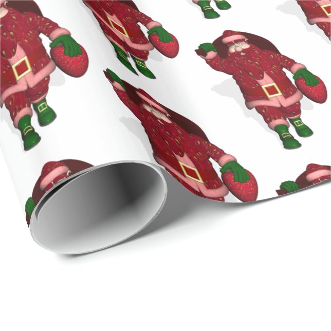 Papel De Presente Funny Santa Claus Strawberry Farmer (Ponta do rolo)
