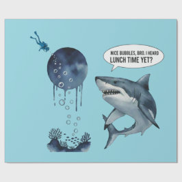 Papel De Presente Funny shark diver lunch time nice bubbles bro