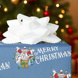 Papel De Presente Funny Snowman Merry Christmas Surprise Cartoon