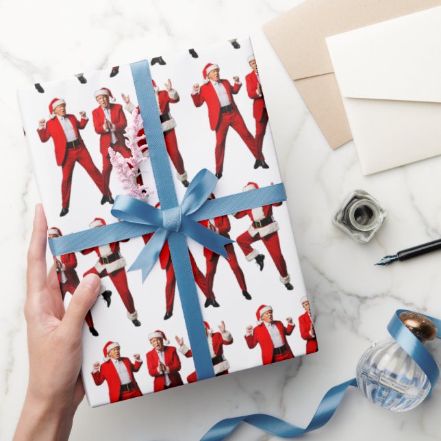 Papel De Presente Funny Trump Dance Papai Noel Natal 2024 (Presentear)