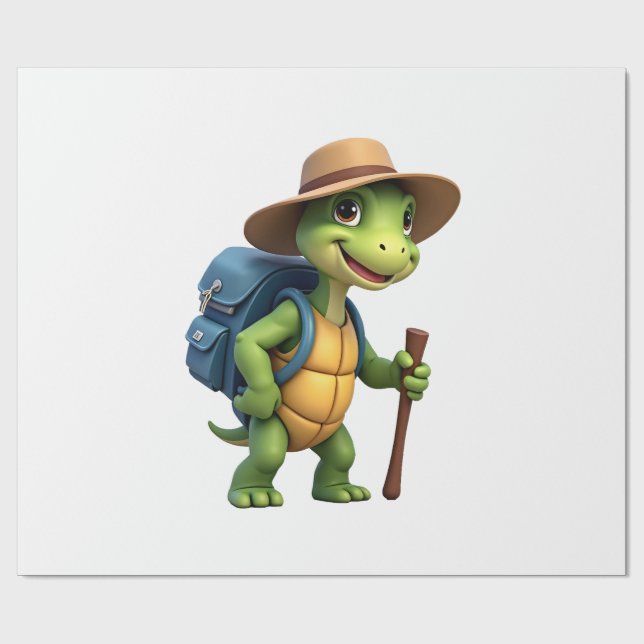 Papel De Presente Funny Turtle Hiking Graphic Camping Lover Adventur (Aberto)