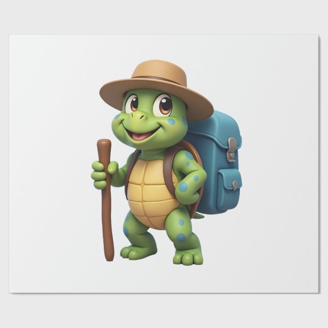 Papel De Presente Funny Turtle Hiking Graphic Camping Lover Adventur (Aberto)