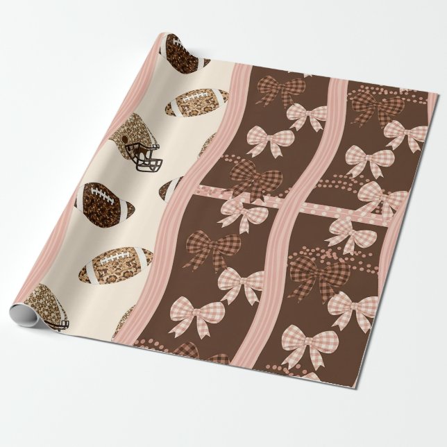 Papel De Presente Fútbol Coquette Arco de Estampa de Leopardo (4) (Desenrolado)