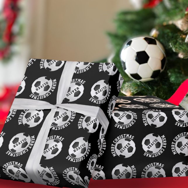 Papel De Presente Futebol de futebol: crianças dão nome ao Natal neg (Criador carregado)