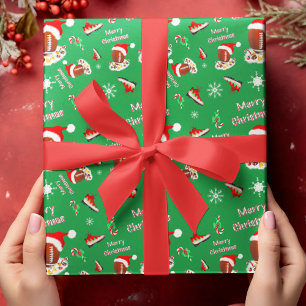 Papel De Presente Futebol de Natal Alegre Com Padrão de Lanche 