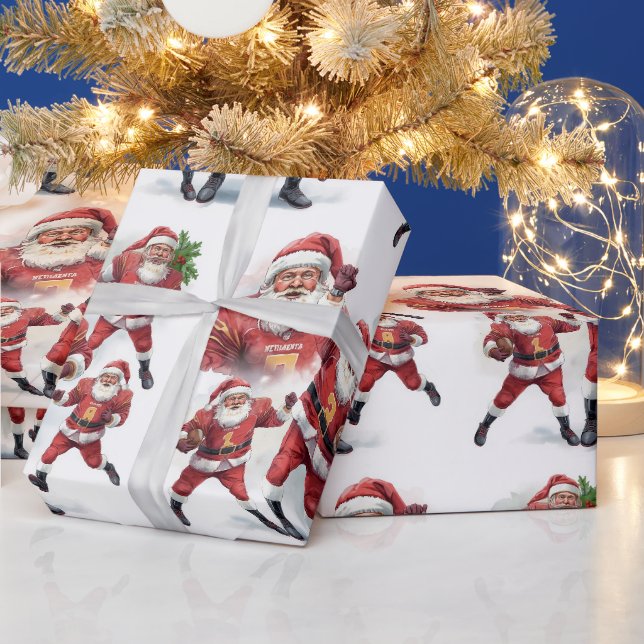 Papel De Presente Futebol de Natal com Papai Noel (Feriados)