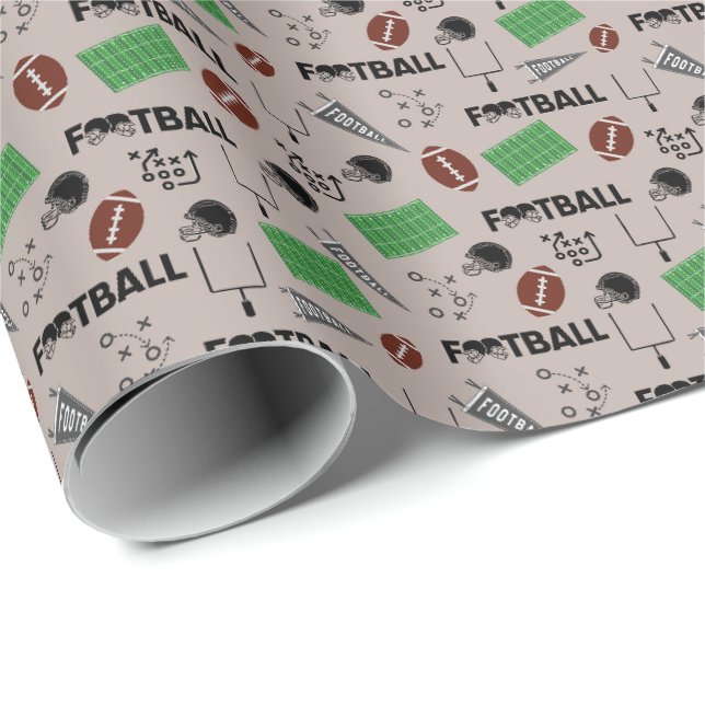 Papel De Presente Futebol divertido em Pale Brown (Ponta do rolo)