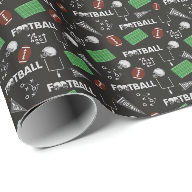 Papel De Presente Futebol divertido em preto (Ponta do rolo)