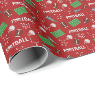Papel De Presente Futebol divertido em vermelho
