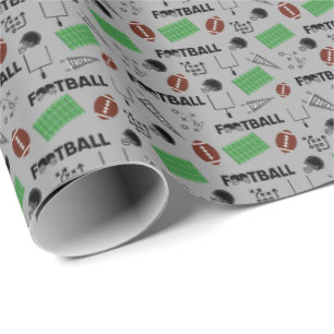 Papel De Presente Futebol divertido na Cinza
