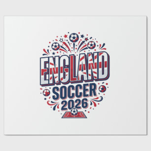 Papel De Presente Futebol Inglaterra 2026 Futebol Negrito Tipografia