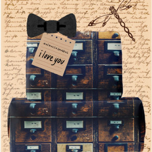 Papel De Presente Gabinete de madeira do catálogo de cartão de bibli