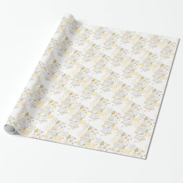 Papel De Presente Gaiola de aves com esteira de corações de cinza am