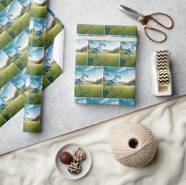 Papel De Presente Gaivota com bola de golfe (Artesanato)