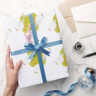 Papel De Presente Gaivota de Hanukkah com dreidel e gelt