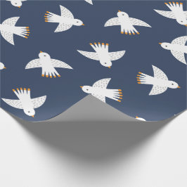 Papel De Presente Gaivotas cegas de azul escuro