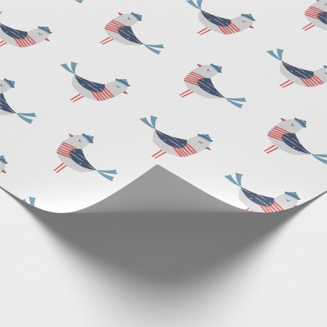 Papel De Presente Gaivotas de Marinheiro em Branco (Ponta)