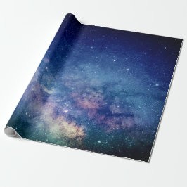 Papel De Presente Galáxia Espaço Exterior Sky Stars Azul Celestial W