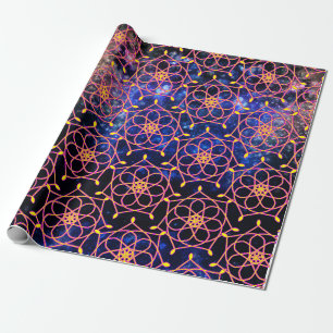 Papel De Presente Galáxia Universa com Flor Mandala