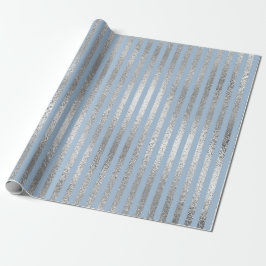 Papel De Presente Galeria Stripes Pastel Blue Silver Lines Vip