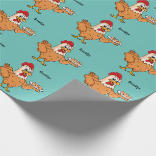 Papel De Presente Galinha com ovos na caricatura da placa