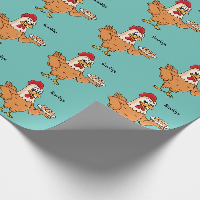 Papel De Presente Galinha com ovos na caricatura da placa (Ponta)