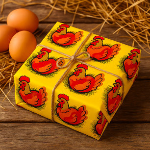 Papel De Presente Galinha no Ninho Fazenda Brilhante Frango