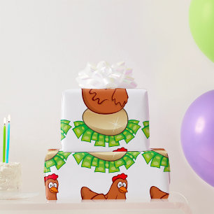 Papel De Presente Galinha Sobre Um Ovo de Ouro
