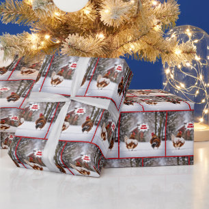 Papel De Presente Galinhas Felizes De Férias Em Flocos De Neve