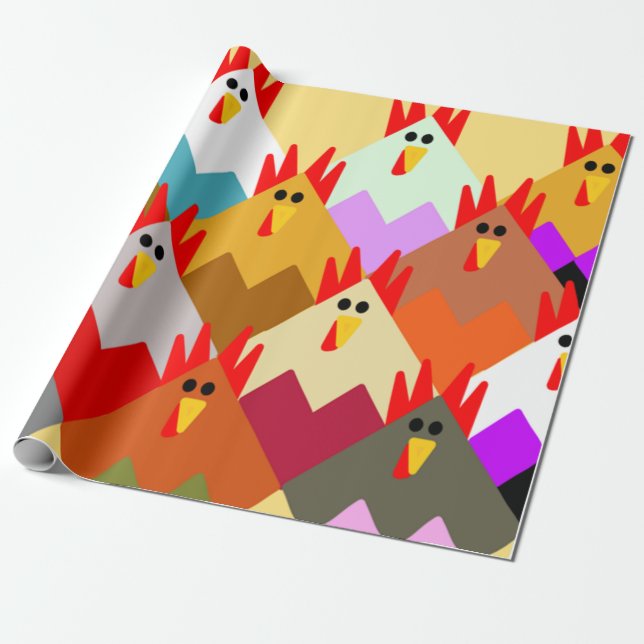 Papel De Presente Galinhas Inspiradas no Quilt (Desenrolado)