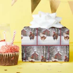 Papel De Presente Galinhas Na Neve