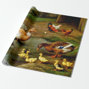 Papel De Presente Galinhas Patos E Patos Na Fazenda
