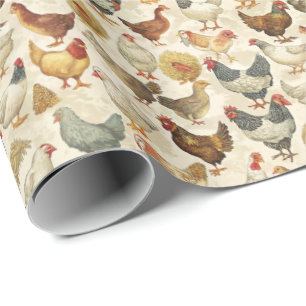 Papel De Presente Galinheiros divertidos padrão de azulejos