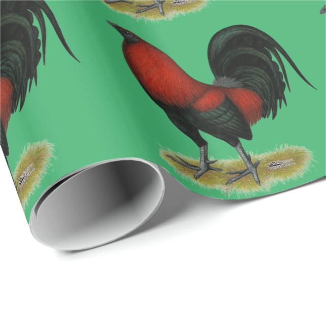 Papel De Presente Galo Vermelho Preto BB Jogo Americano (Ponta do rolo)