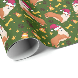 Papel De Presente Galsh Corgi Dog Com Papai Noel