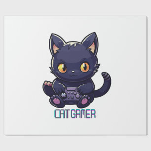 Papel De Presente Gamer de Gato